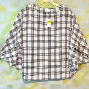 Suzanne Betro Medium Plaid Puff Sleeve Summer Tunic Top- NWT